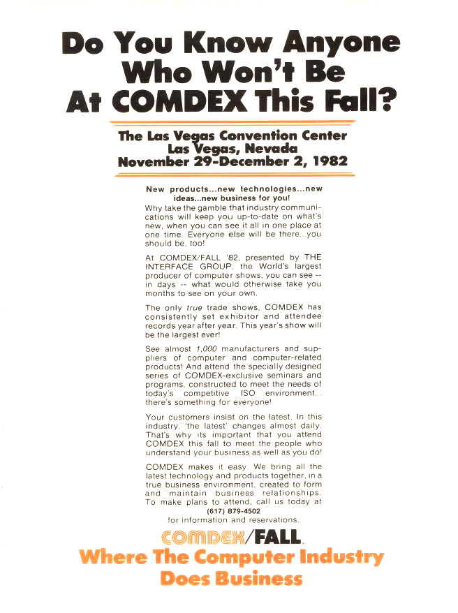 COMDEX/FALL 1982 announcement