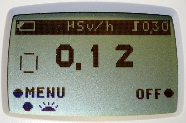 Radiation monitor: 0.12 μSv/h