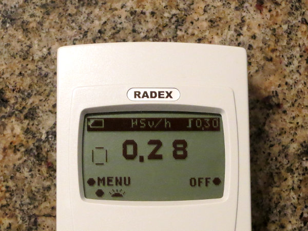 Radiation monitor: 0.28 μSv/h