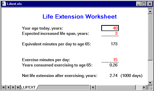 Life Extension Worksheet